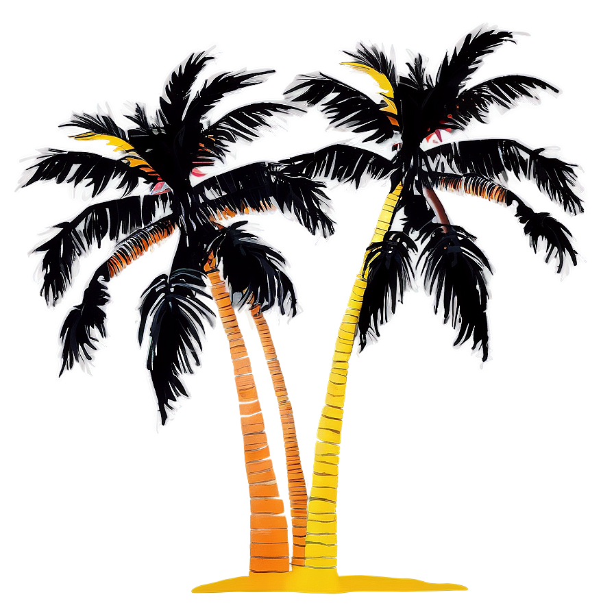 Black Palm Tree Silhouette Against Sunset Png 72