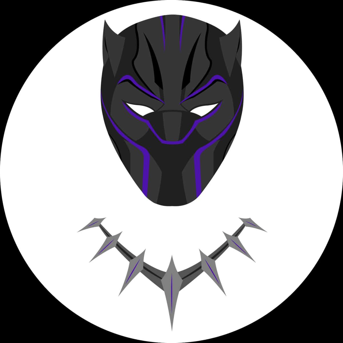 Black Panther Mask Black And White , Png Download - Marvel Black Panther Outline, Transparent Png PNG with transparent background
