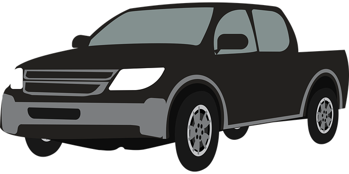 Black Pickup Truck Illustration PNG with transparent background