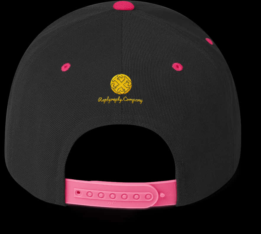 Black Pink Snapback Hat Rear View