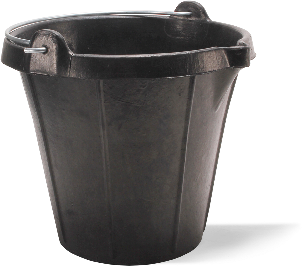 Black Plastic Bucket Isolated