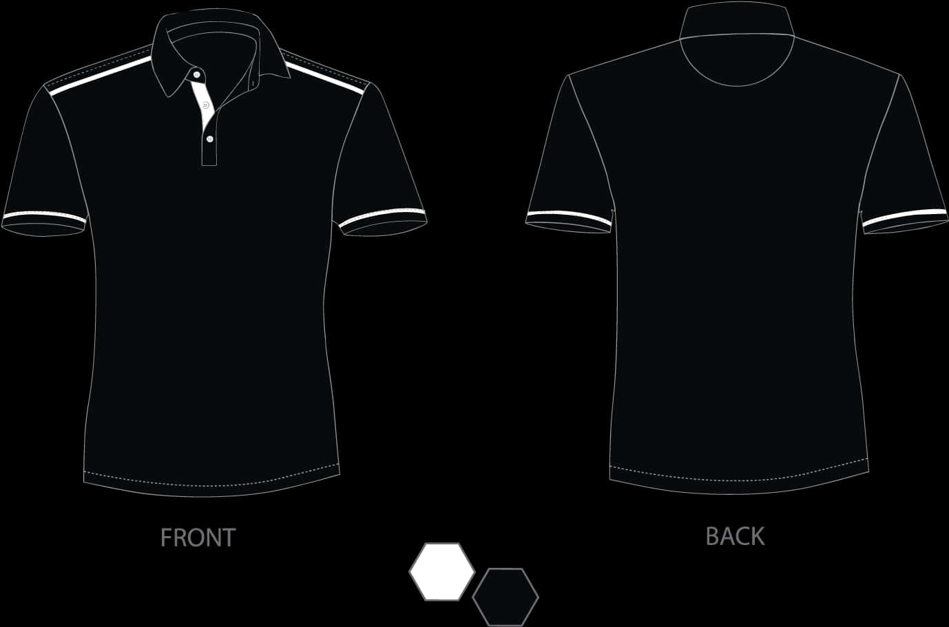 Black Polo Shirt Template Front Back