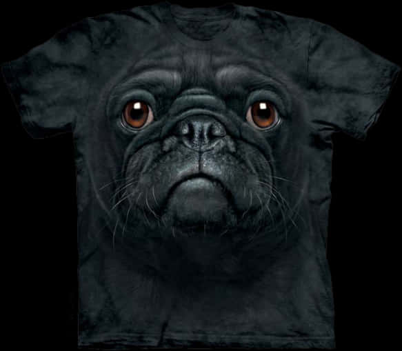 Black Pug Face T Shirt Design PNG with transparent background