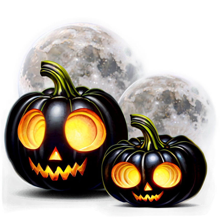 Black Pumpkin And Full Moon Png 06282024