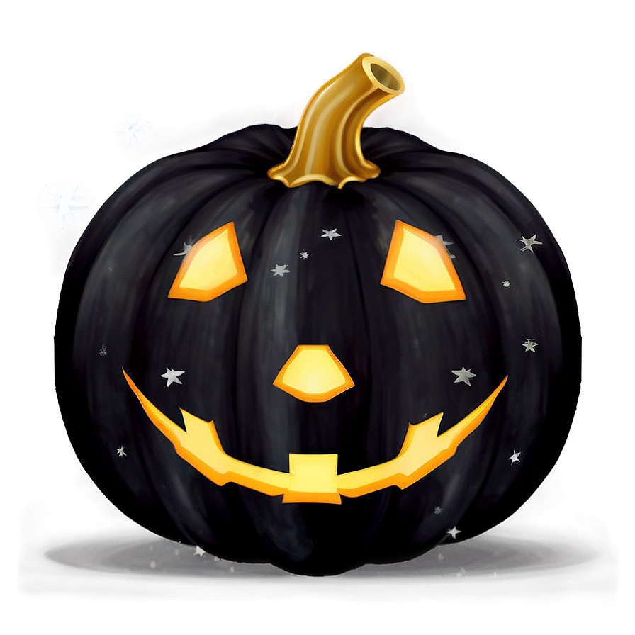 Black Pumpkin Under Stars Png 44