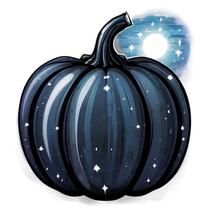 Black Pumpkin Under Stars Png Kam