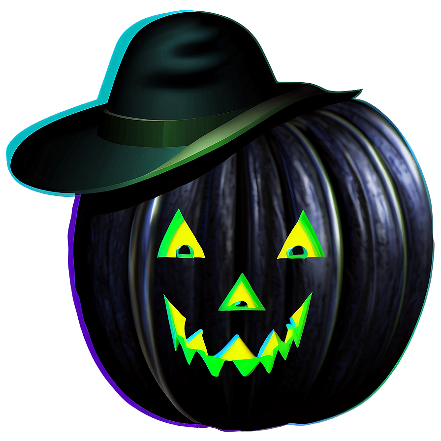 Black Pumpkin With Hat Png 10