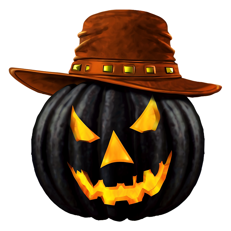 Black Pumpkin With Hat Png Feq