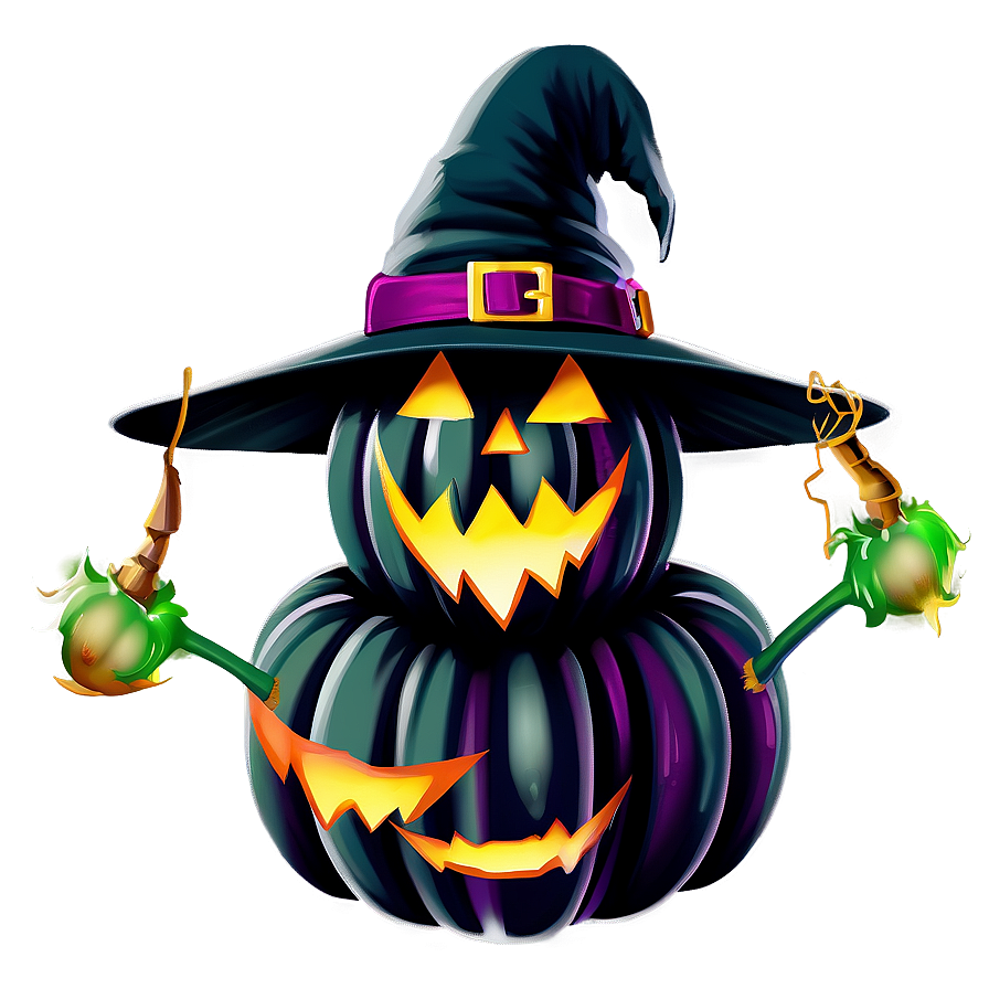 Black Pumpkin With Witch Png Rsy