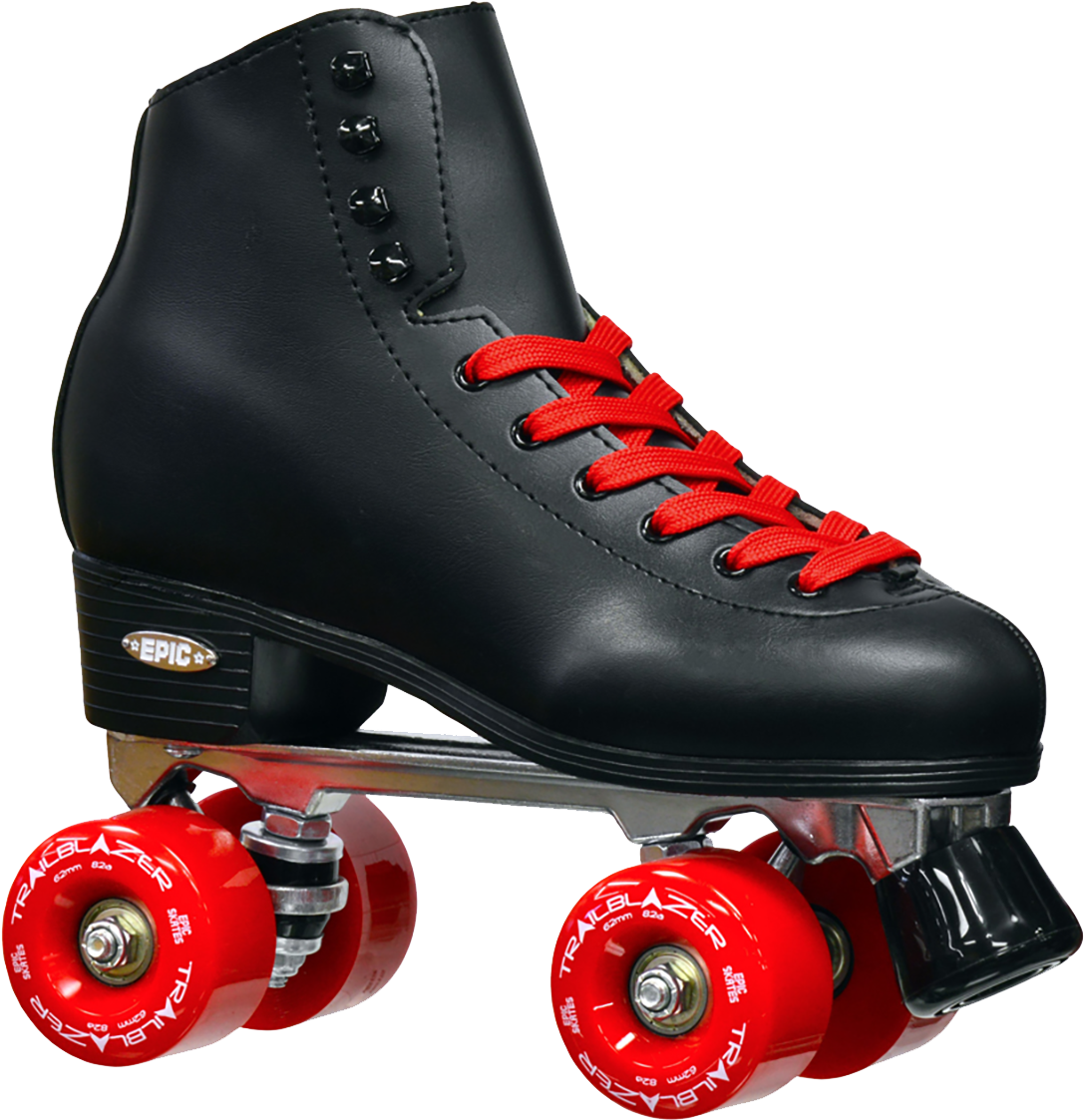 Epic Classic Black And Red Quad Roller Skates - Roller Skates Png, Transparent Png PNG with transparent background
