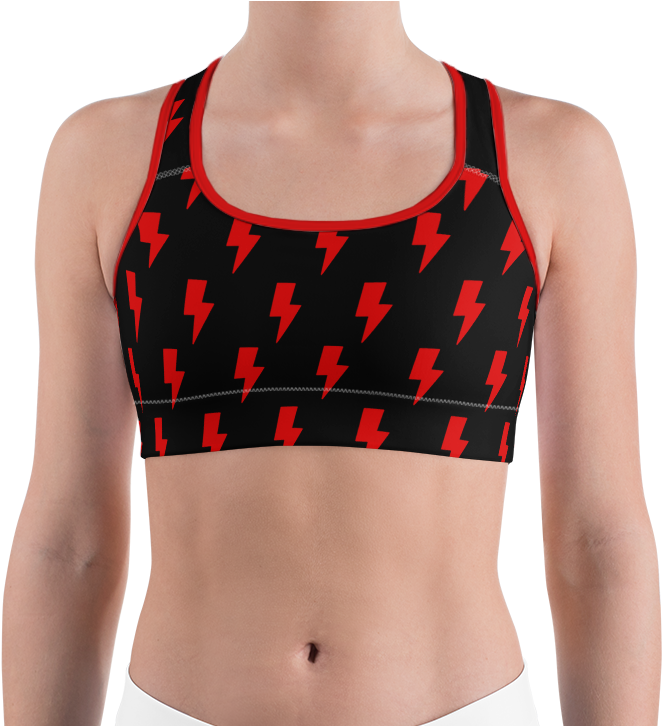 Red & Black Lightning Bolts Sports - Red And Black Stripe Tank Top Crop Top, HD Png Download PNG with transparent background