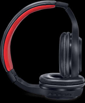 Black Red Wireless Headphones PNG with transparent background
