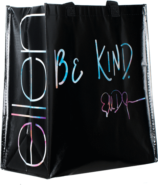 Black Reusable Tote Bag Be Kind Design PNG with transparent background