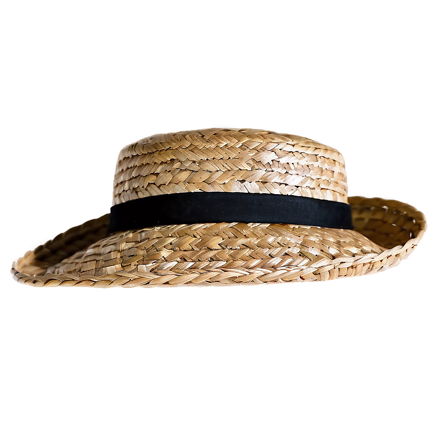 Black Ribbon Straw Hat Png Rej23