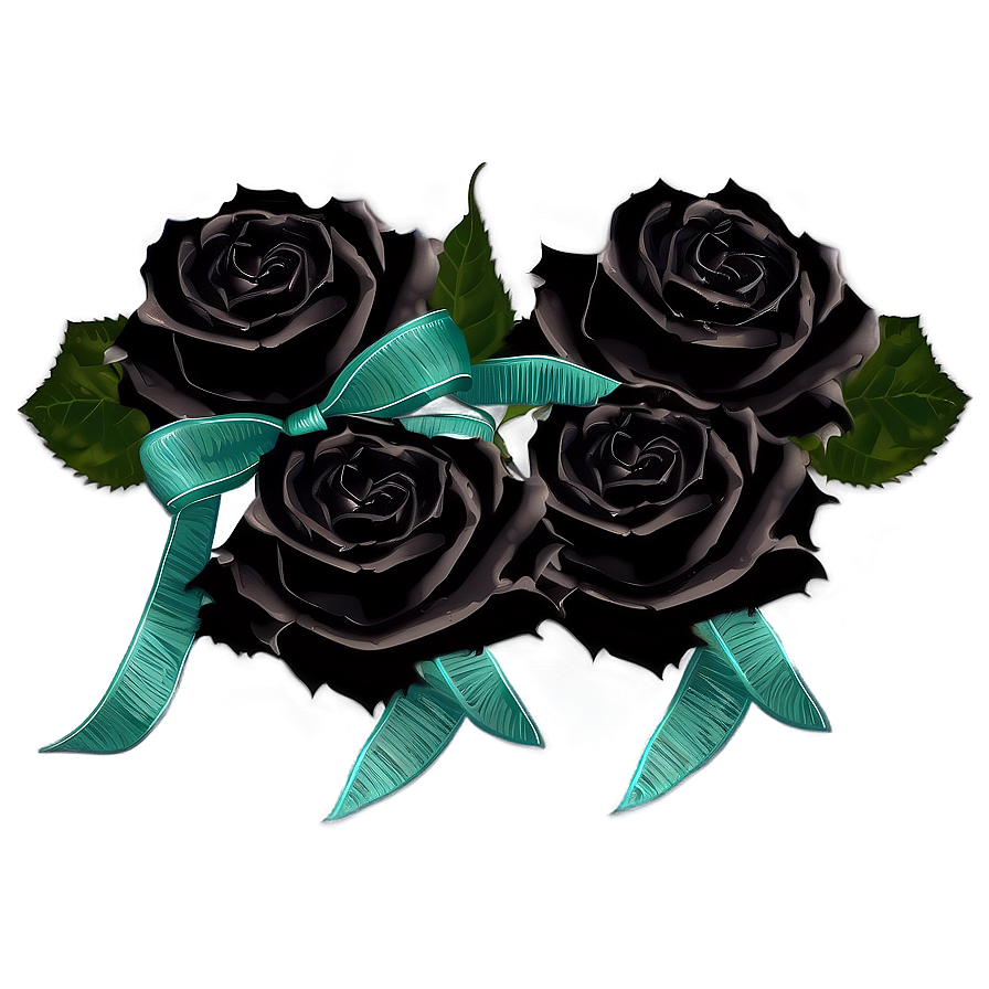 Black Roses With Ribbon Png Any