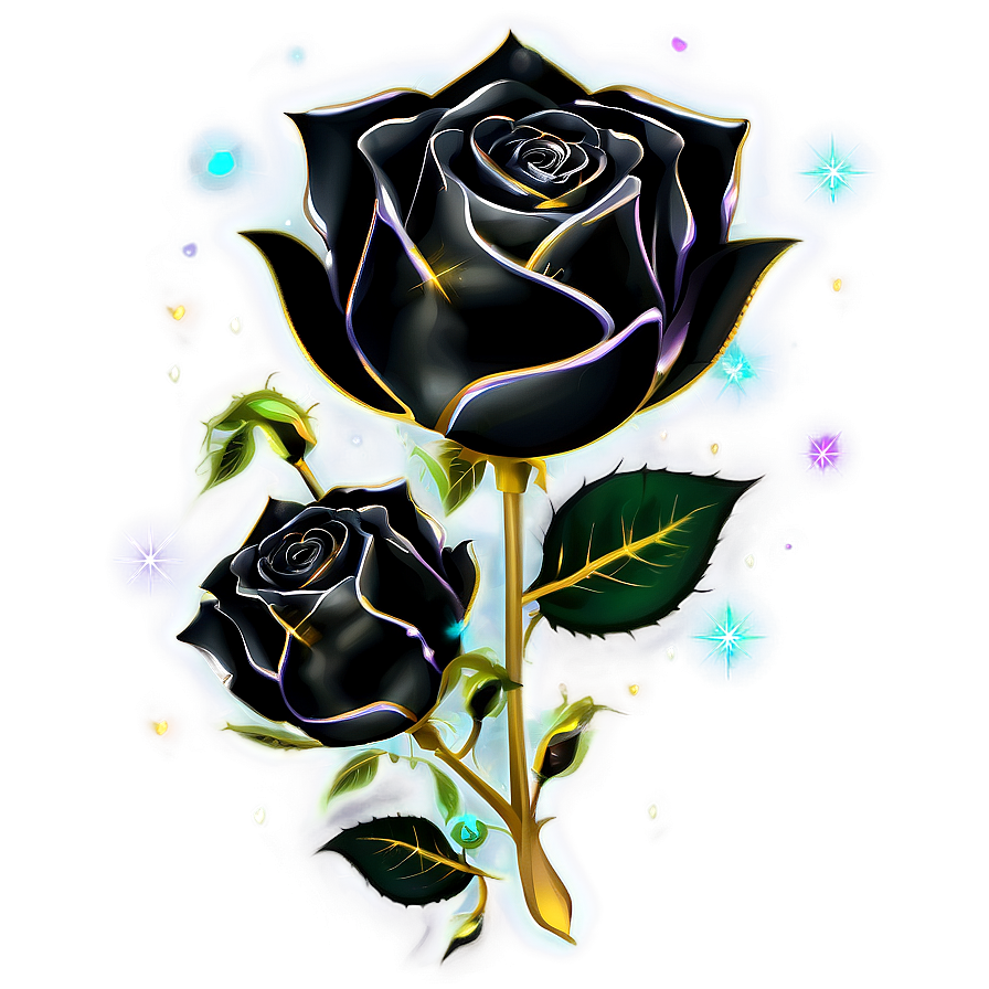 Black Roses With Sparkles Png Cvj