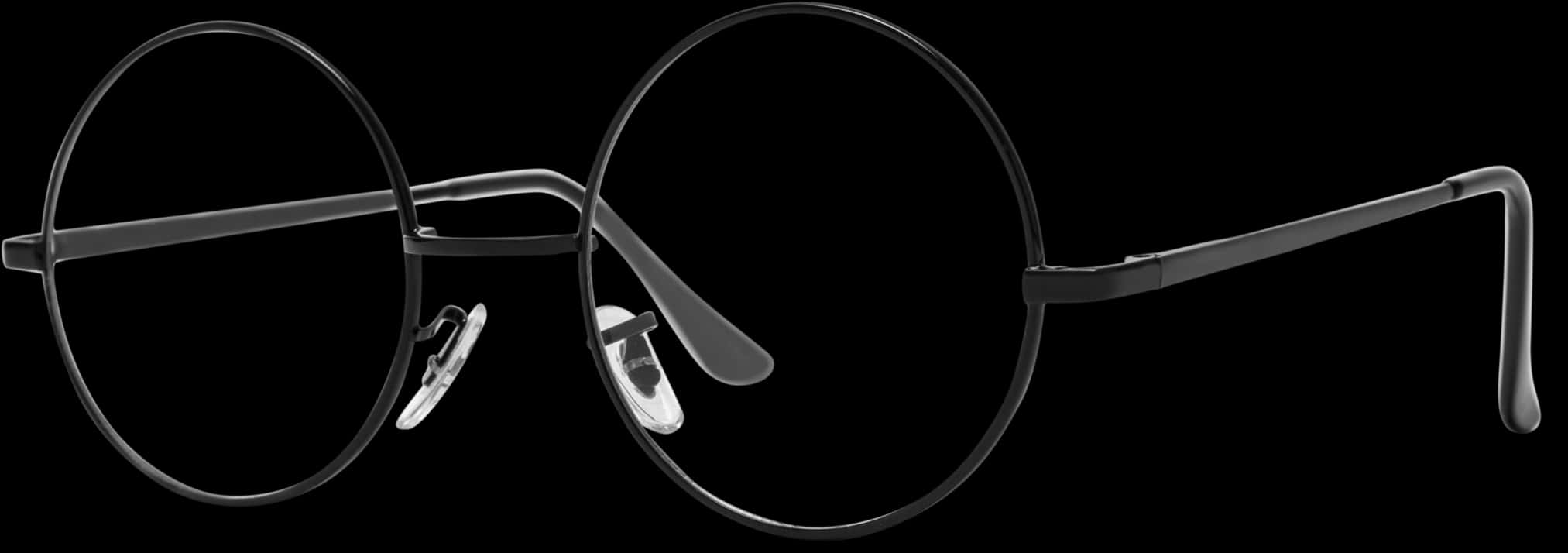 Black Round Glasses Isolated