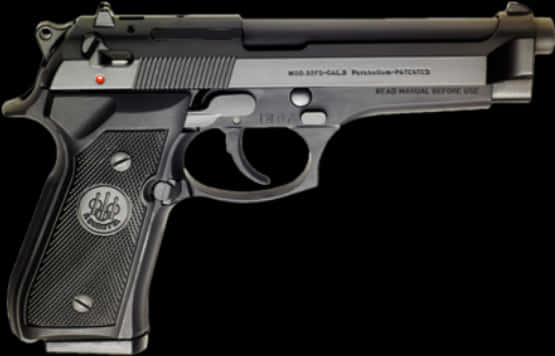 Black Semi Automatic Pistol PNG with transparent background