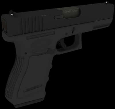 Black Semi Automatic Pistol PNG with transparent background