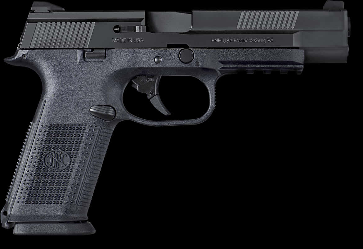 Black Semi Automatic Pistol PNG with transparent background