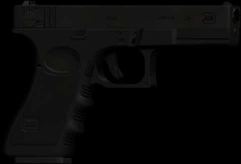 Black Semi Automatic Pistol Silhouette PNG with transparent background