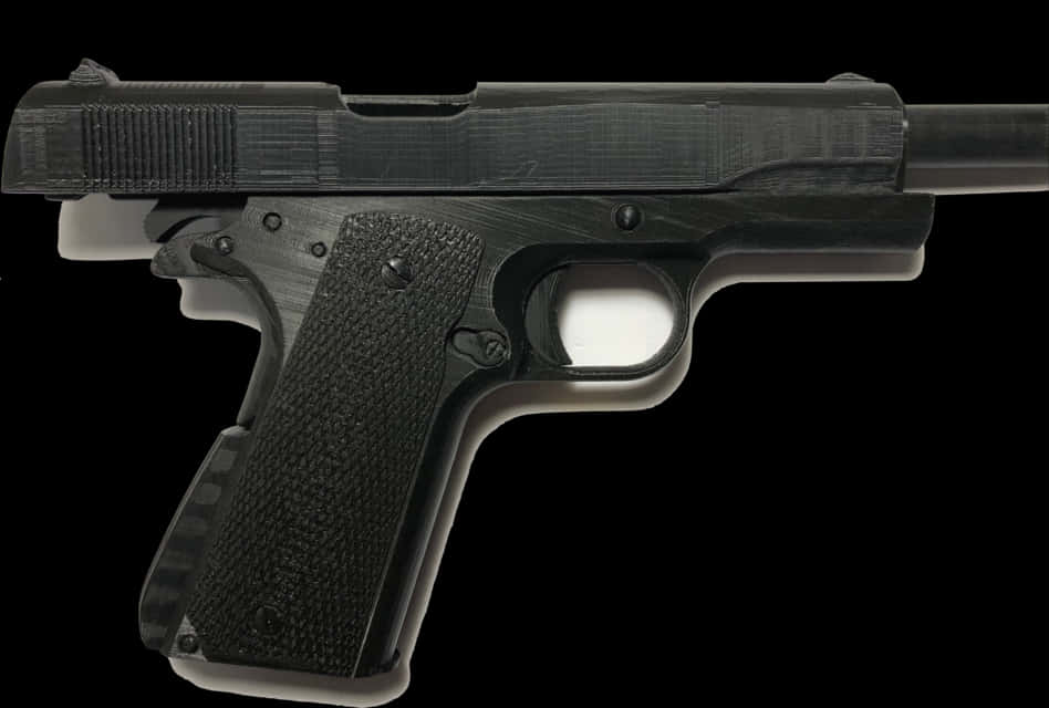Black Semiautomatic Pistolon Dark Background.jpg PNG with transparent background