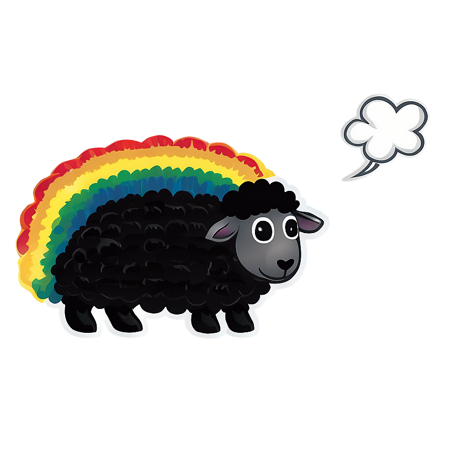 Black Sheep With Rainbow Wool Png 06292024