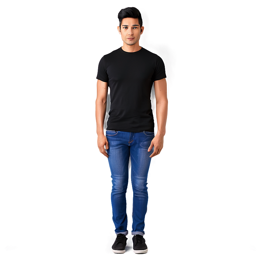 Black Shirt And Jeans Png 05252024