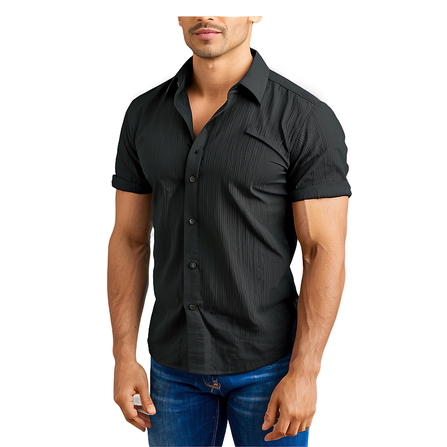 Black Shirt Slim Fit Png Yyp