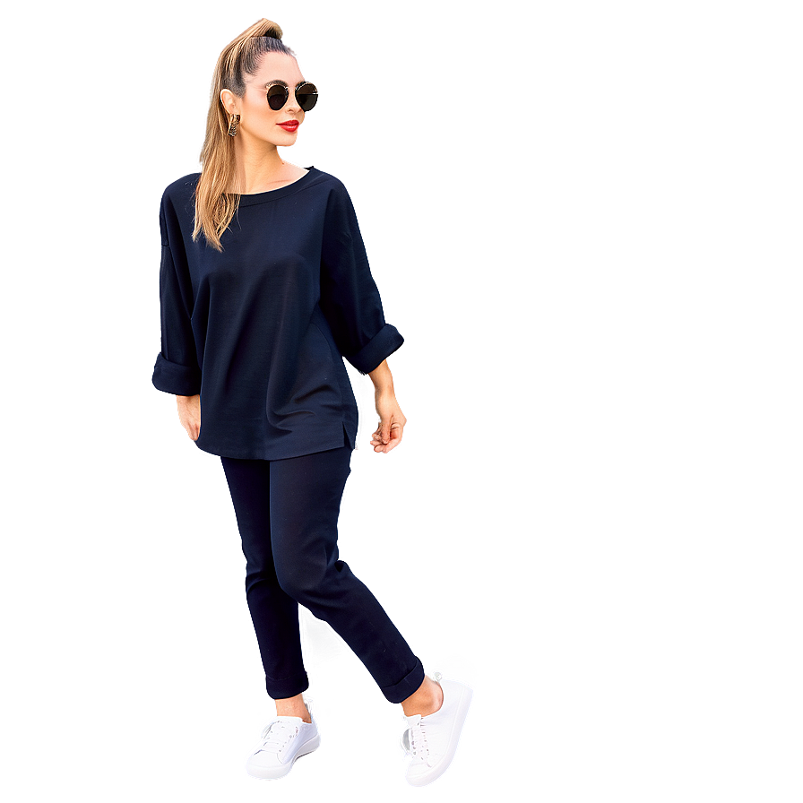 Black Shirt Street Style Png 53