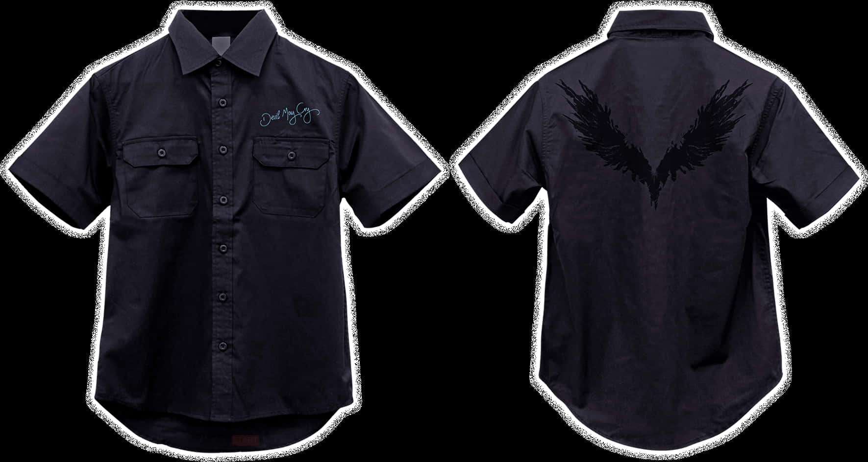 Black Shirt Wings Design PNG with transparent background