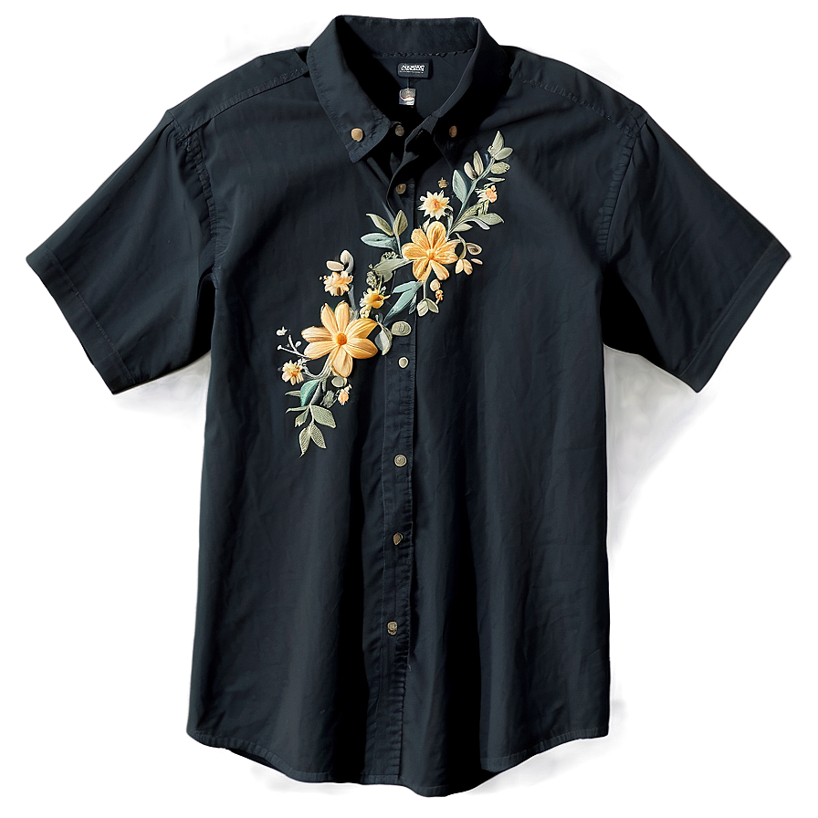 Black Shirt With Embroidery Png Phr