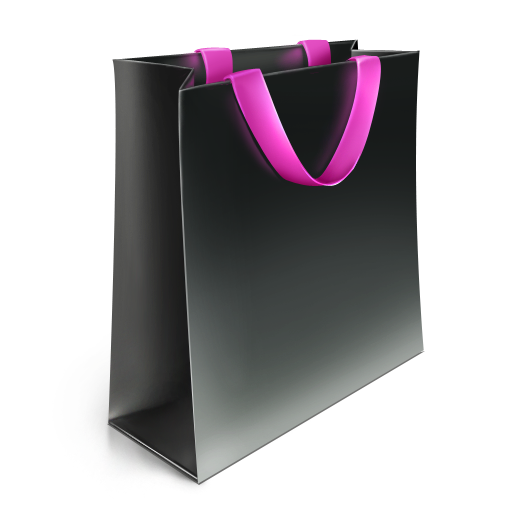 Black Shopping Bag Pink Handles PNG with transparent background