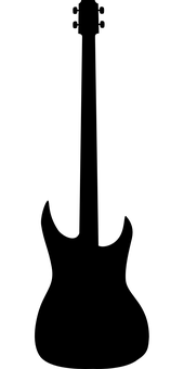 Black Silhouette Bass Guitar PNG with transparent background