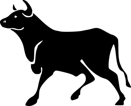Black Silhouette Bull Graphic PNG with transparent background
