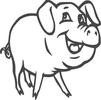 Black Silhouette Pig PNG with transparent background