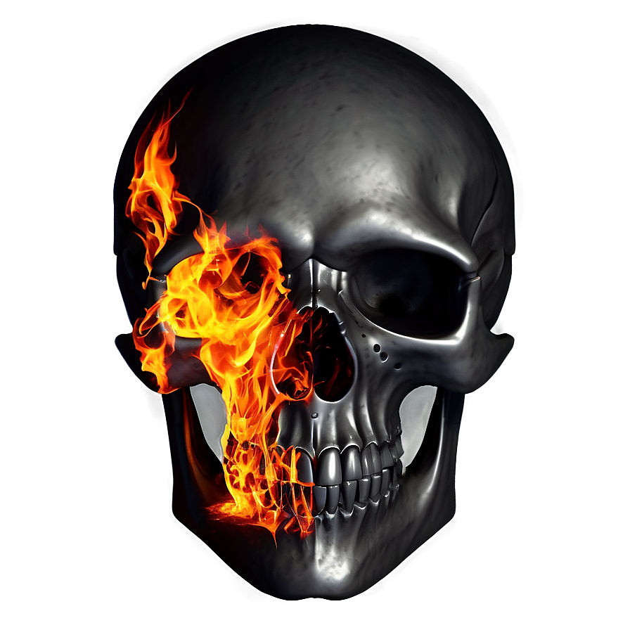 Black Skull On Fire Png 64