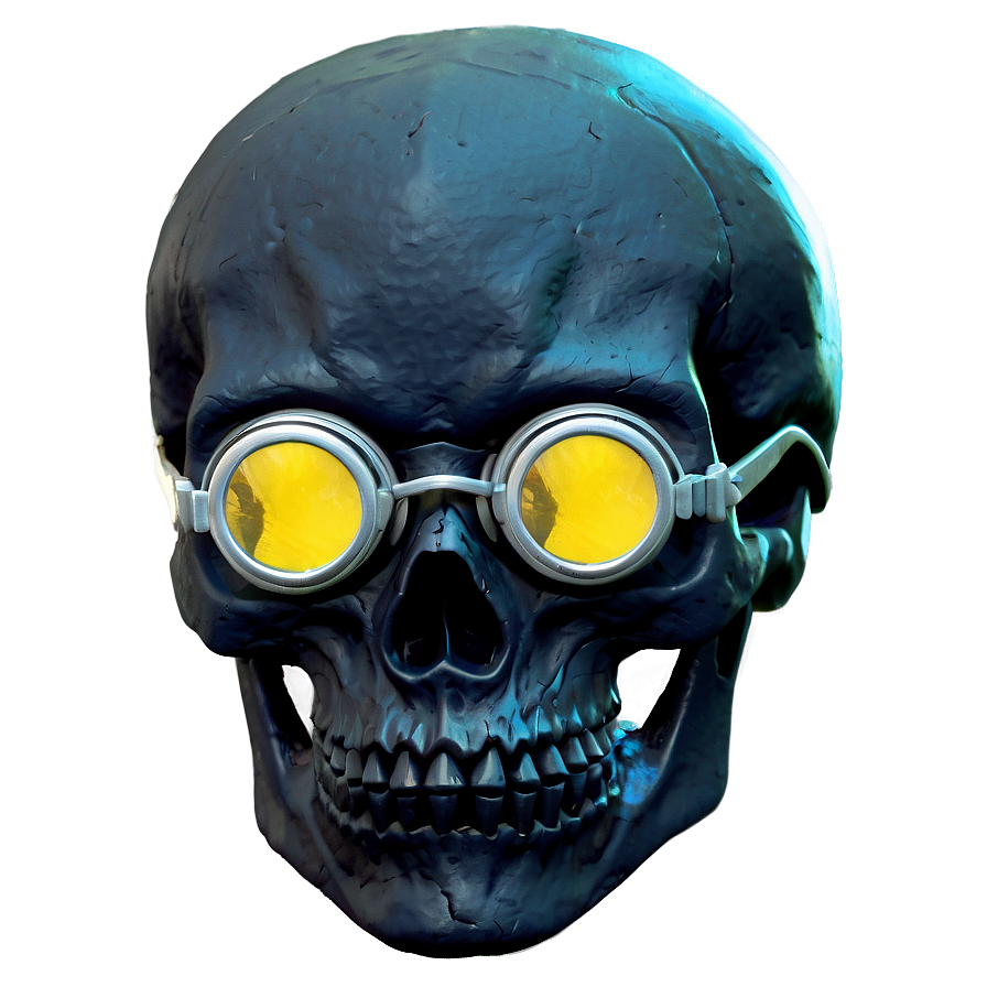 Black Skull With Goggles Png 91