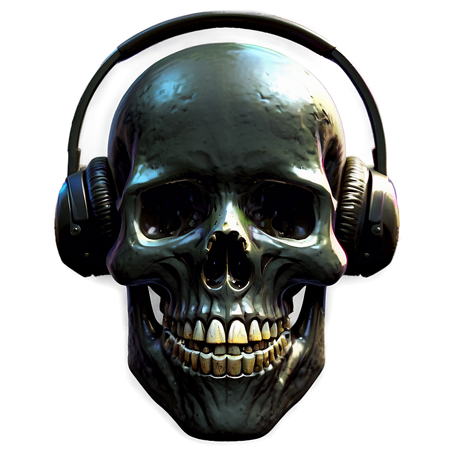 Black Skull With Headphones Png Ifu44