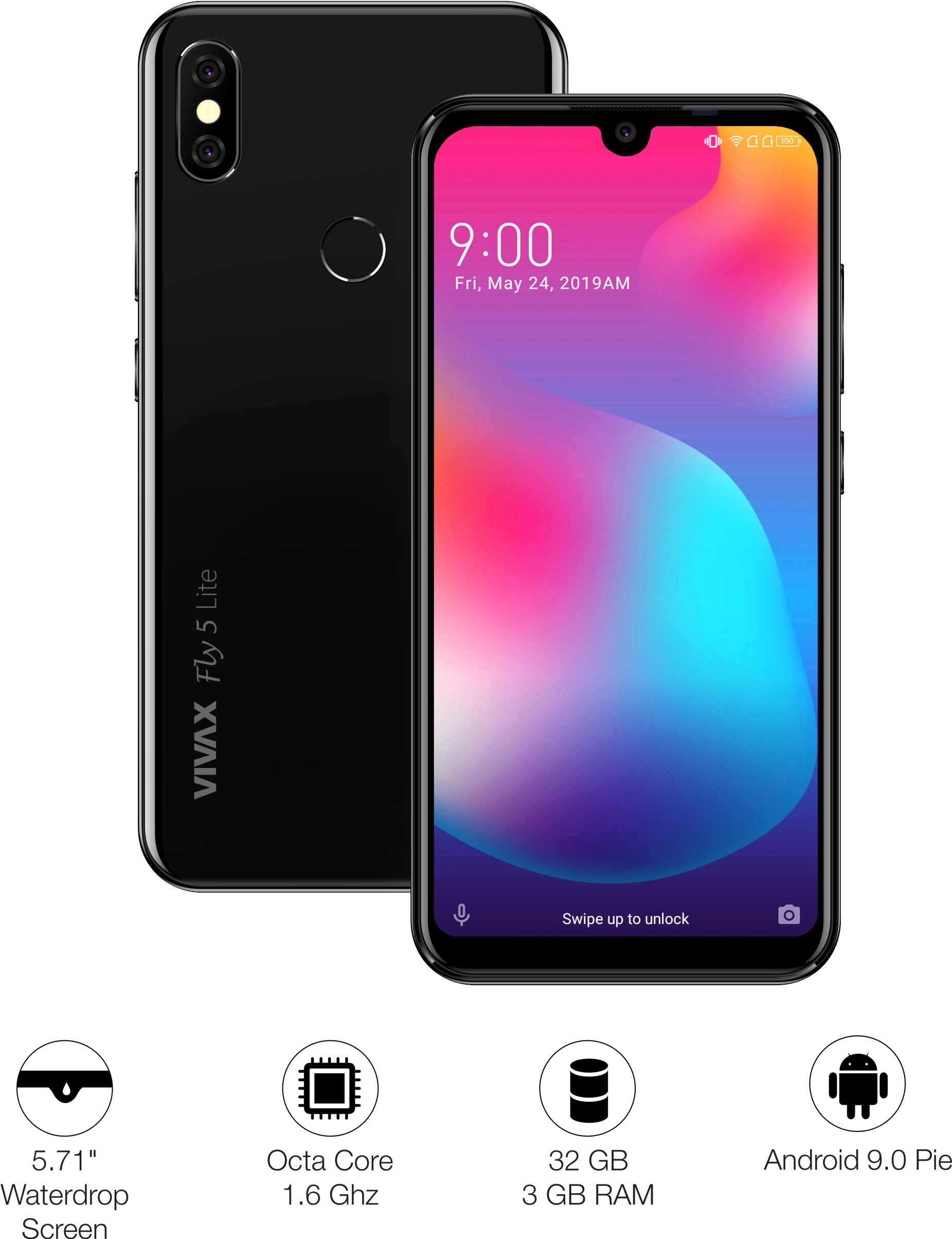 Black Smartphone Win Max Fly5 Lite Features