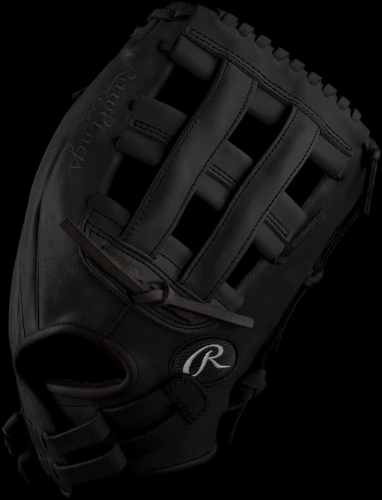 Black Softball Glove PNG with transparent background