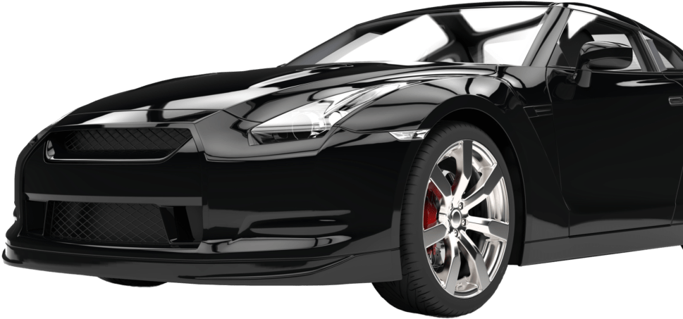 Black Sports Car Profile View PNG with transparent background