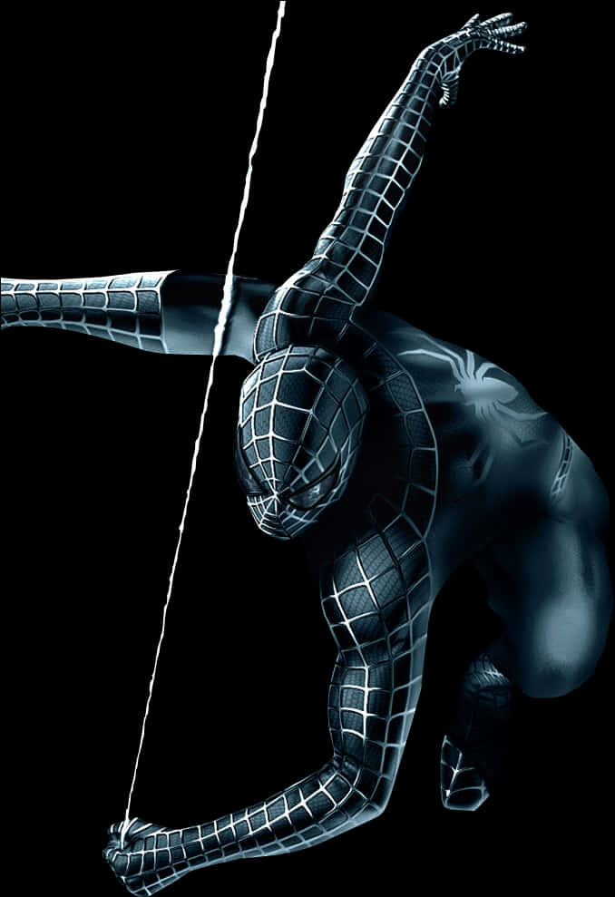 Black Suited Spiderman Swinging