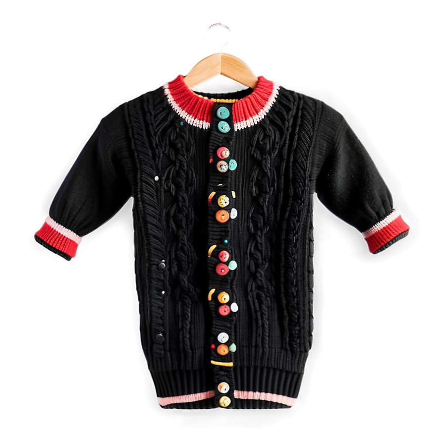 Black Sweater With Buttons Png 06132024 Image