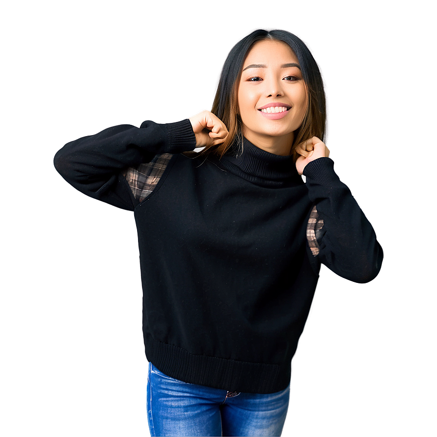 Black Sweater With Collar Png 10