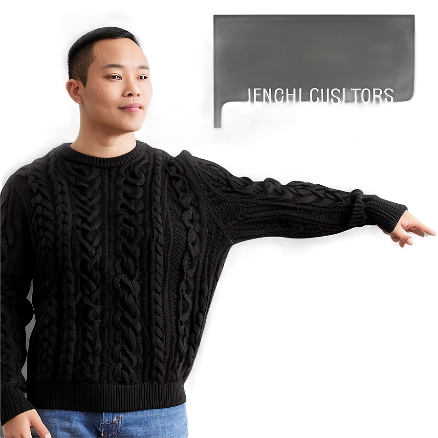 Black Sweater With Elbow Patches Png 21 Image