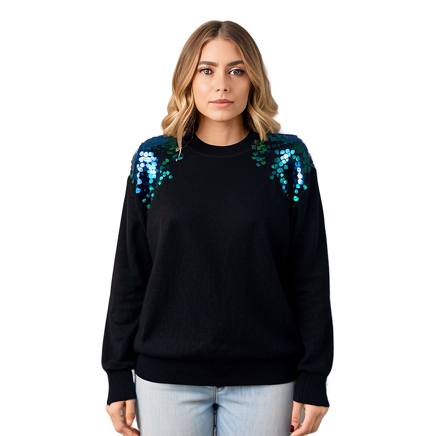 Black Sweater With Sequins Png 06132024