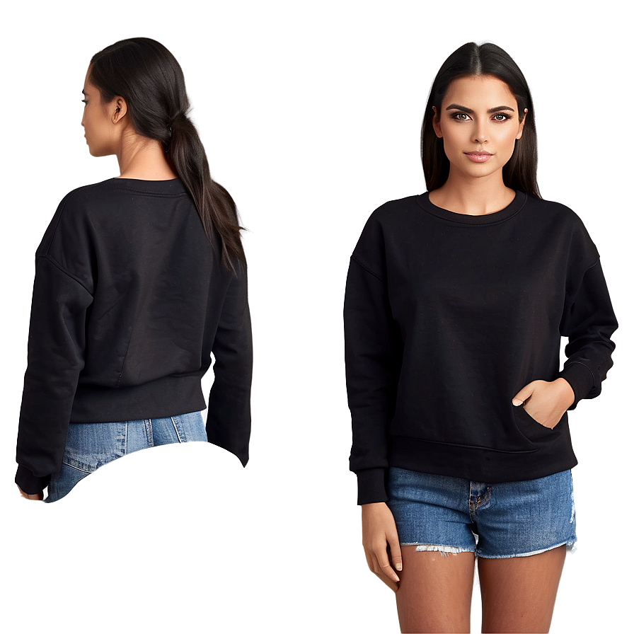 Black Sweatshirt With Asymmetrical Hem Png Jhx