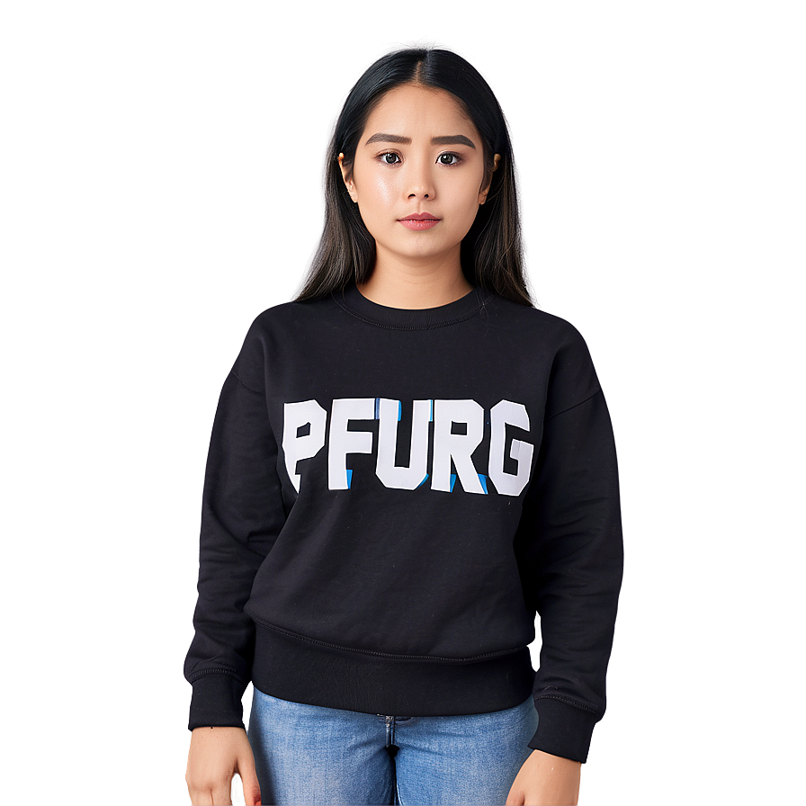 Black Sweatshirt With Bold Graphic Png Vrd11