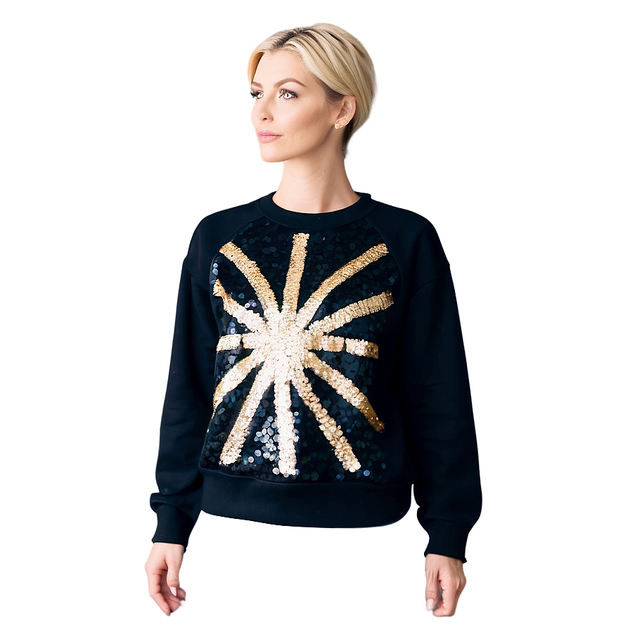 Black Sweatshirt With Sequin Embellishments Png 8